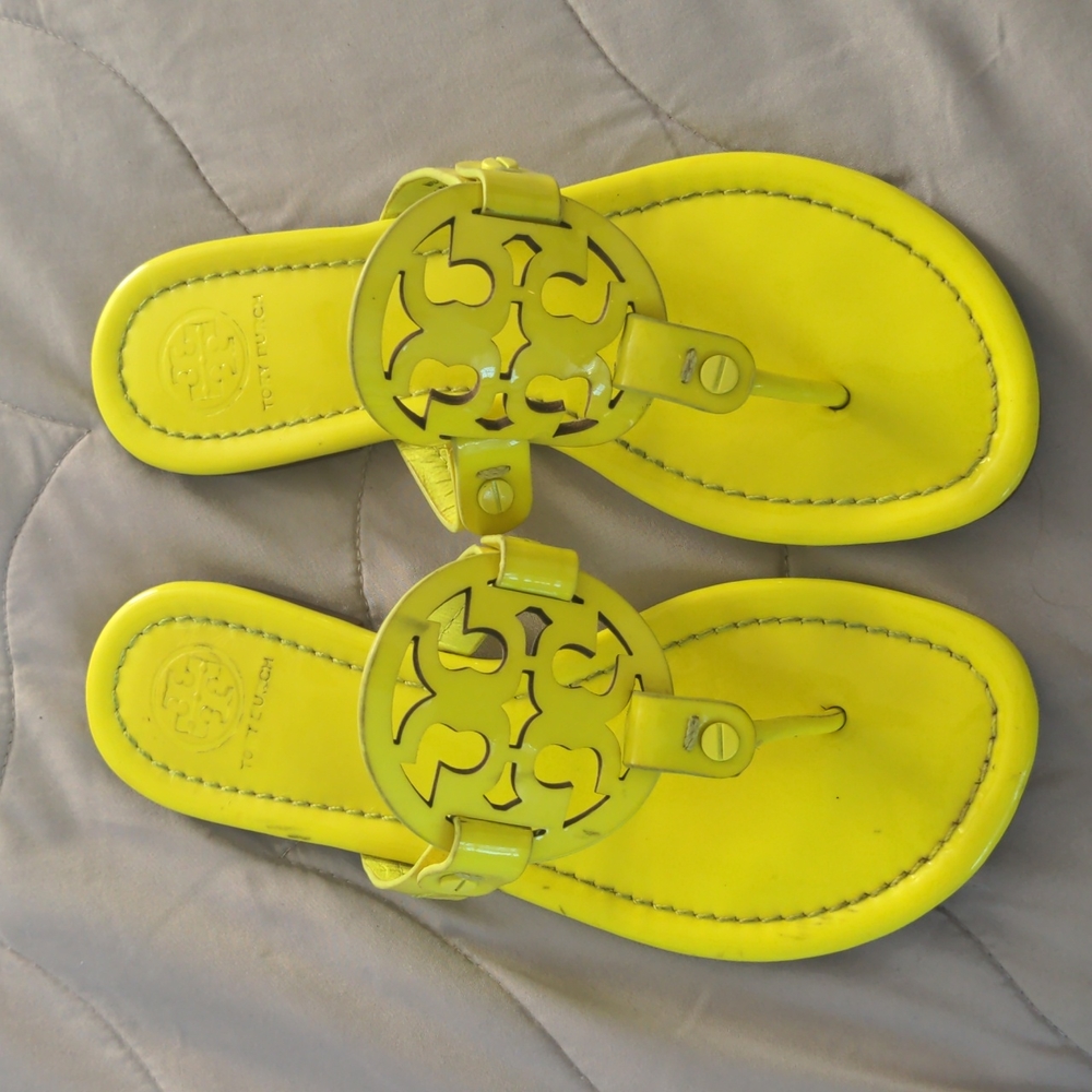 Tory Burch Miller Sandals Size 5 Neon Yellow